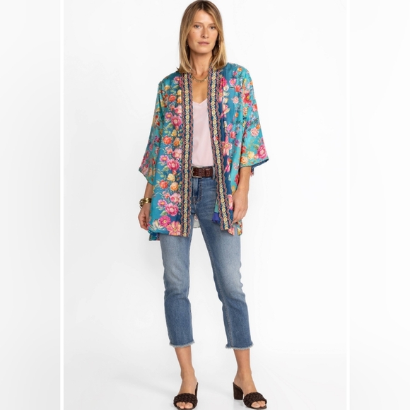 Johnny Was 100% Silk Reversible Stallion Yena Kimono, Boho, S, NWT - Picture 5 of 10